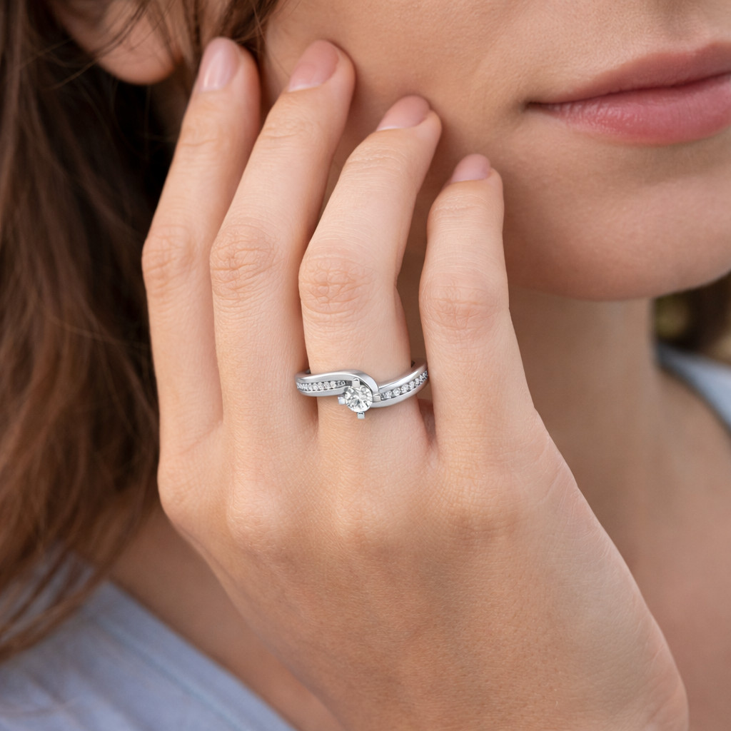 1.60 Ct Round Cut Natural Diamond Wedding Ring 14K White Gold Size 8
