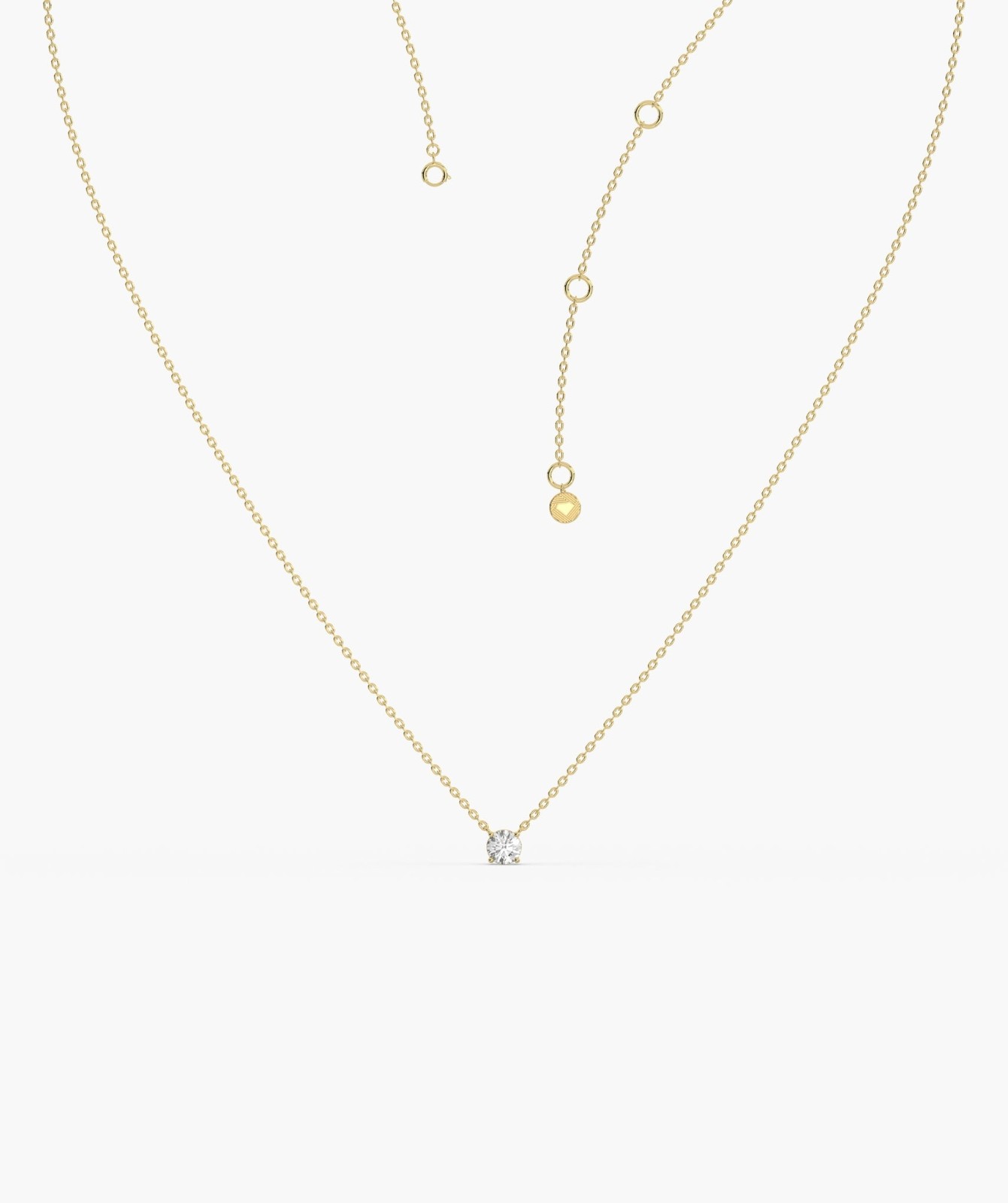 14K Gold Round Lab Grown Diamond Minimalist Solitaire Pendant Necklace For Woman