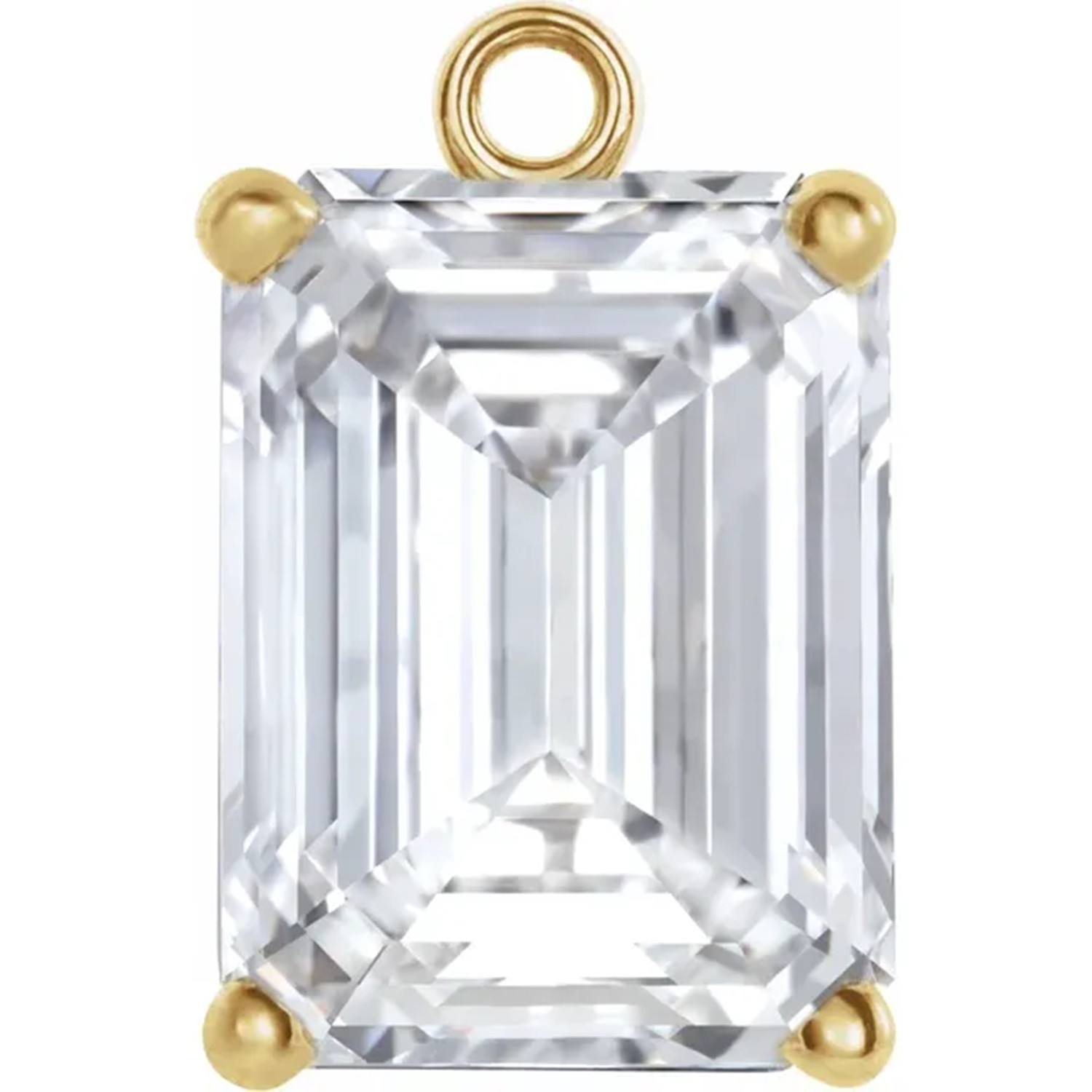 14K Yellow Gold Dangle Setting Emerald Cut 4 Prong Basket Designed Mounting USA
