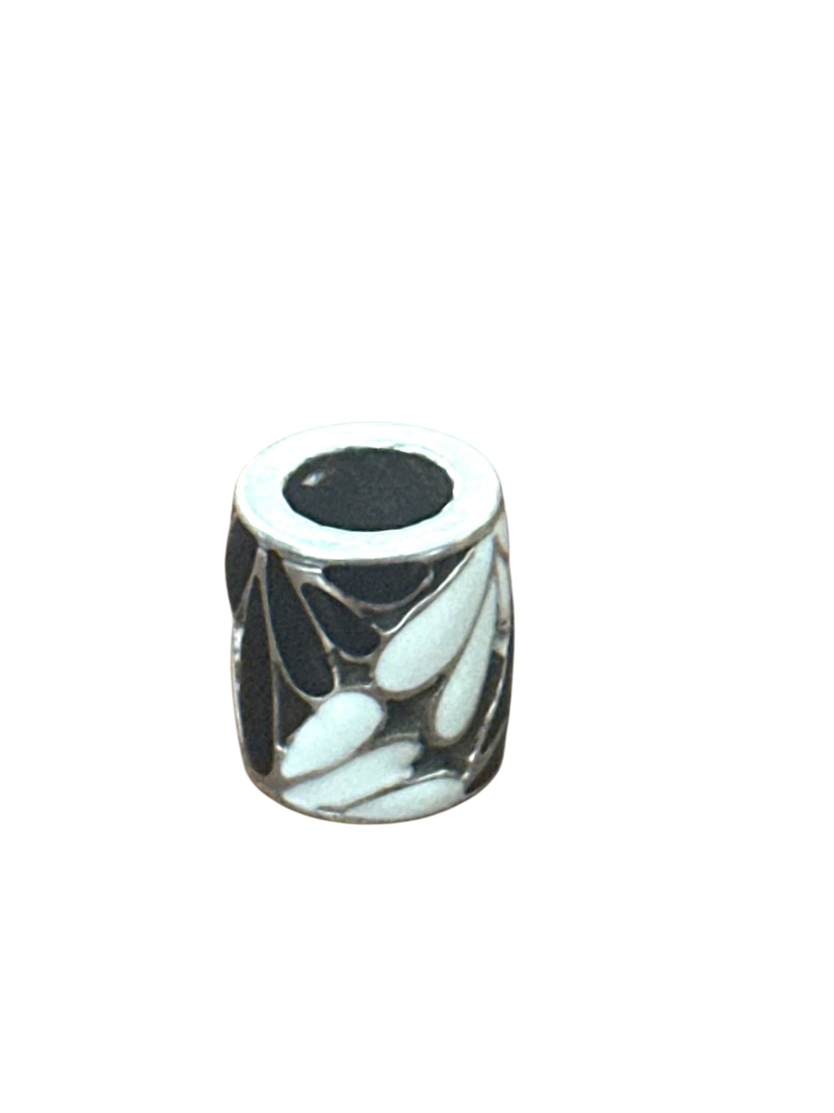 Brighton Africa Stories Slider Charm- black & white -round-floral design