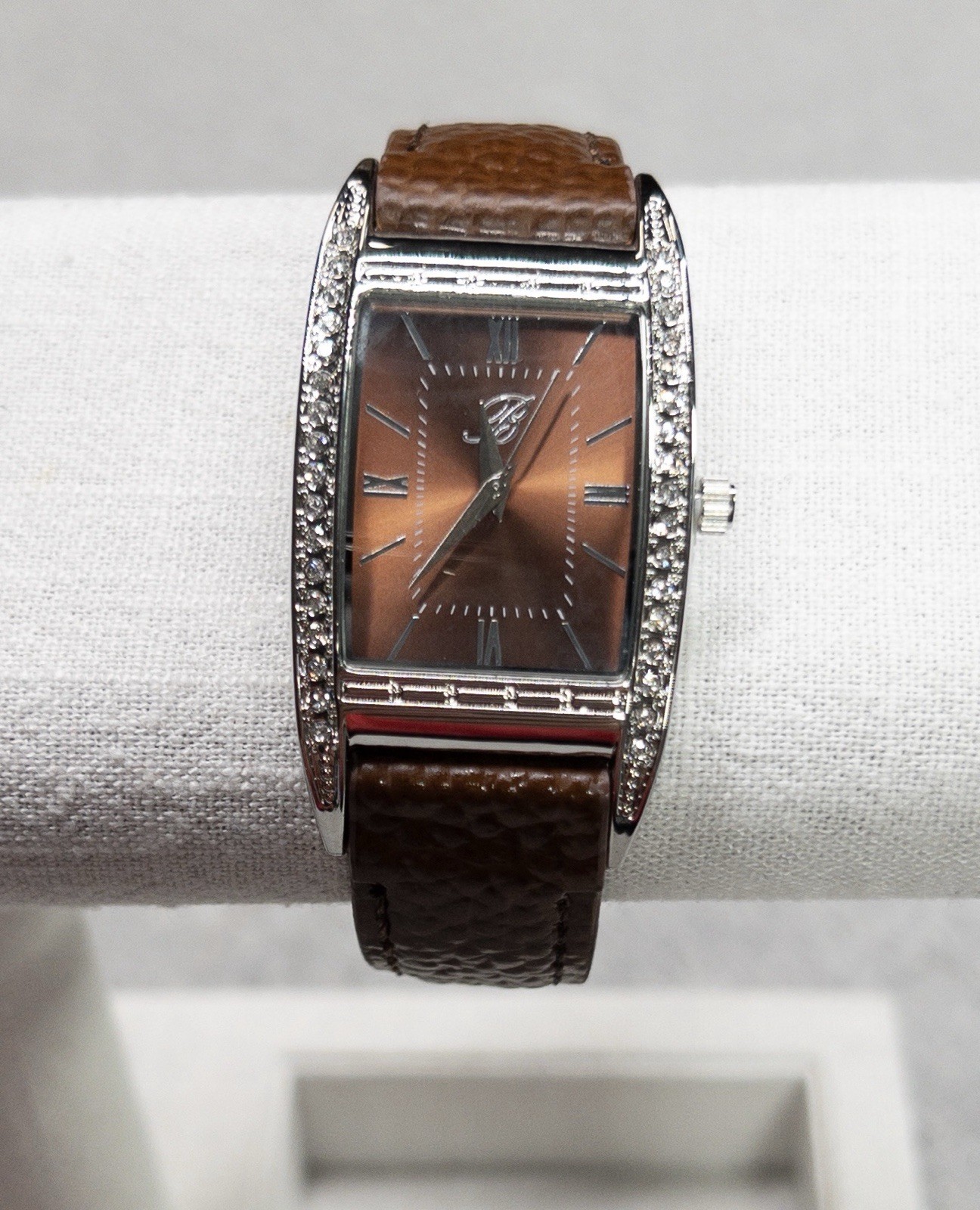 New Burgi Quartz Womens Watch BTV135 Brown Leather Strap 27mm Crystal Bling