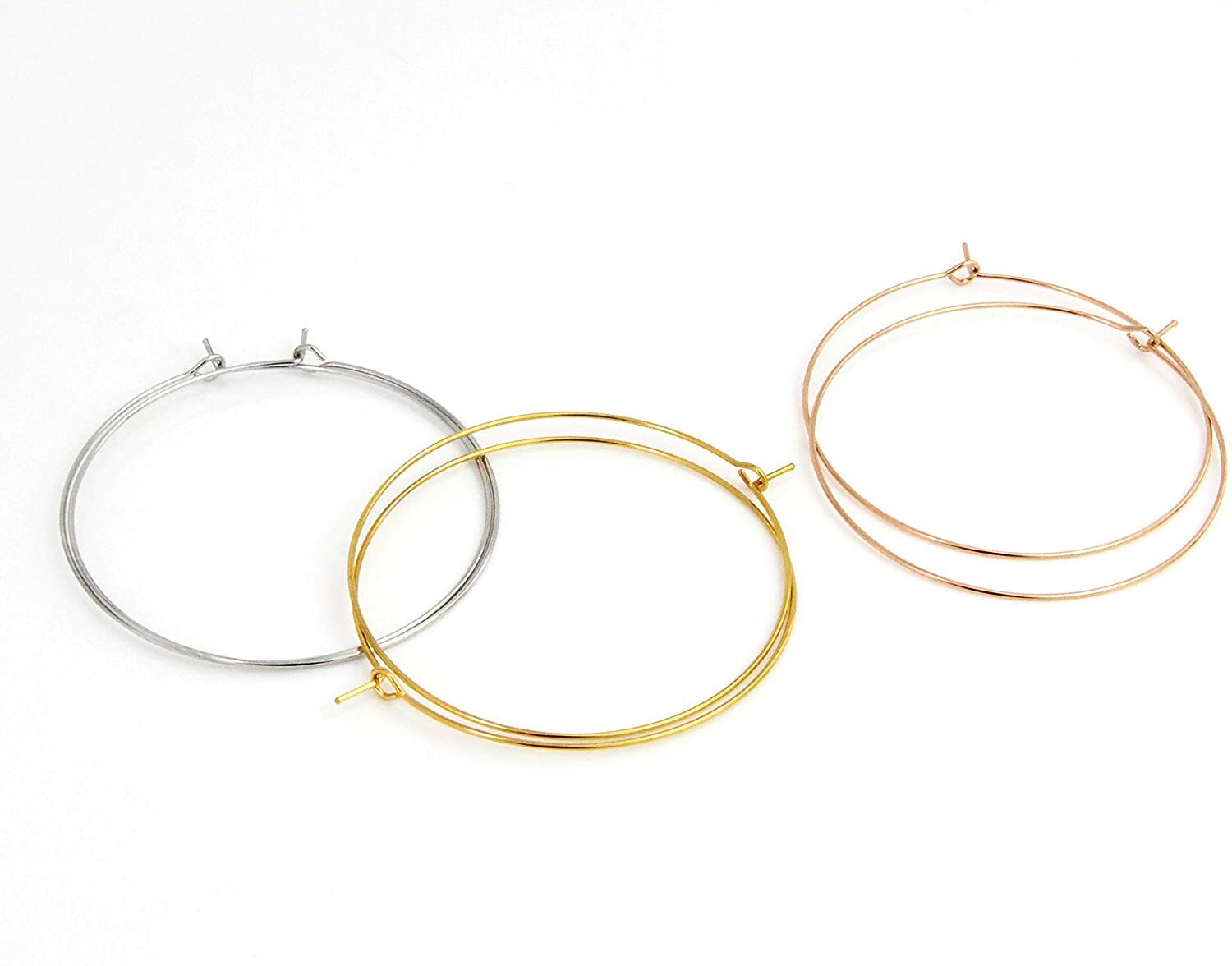 Large Hoop Earrings set of 3 Pair Big Round Hoop Earrings 14K Gold Plated