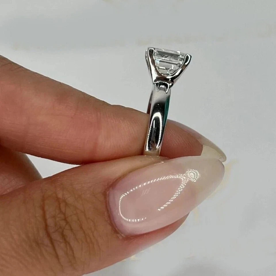 IGI 3 CT Asscher F/VS1 Lab Grown Diamond Engagement Women Ring 14k White Gold