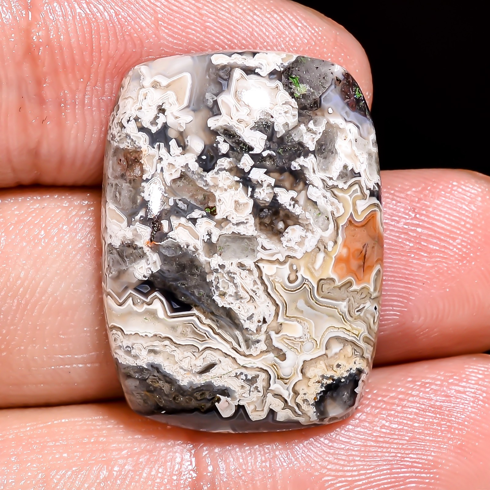 Natural Crazy Lace Agate Radiant Shape Cabochon Loose Gemstone 26X19X5MM 28 Cts.