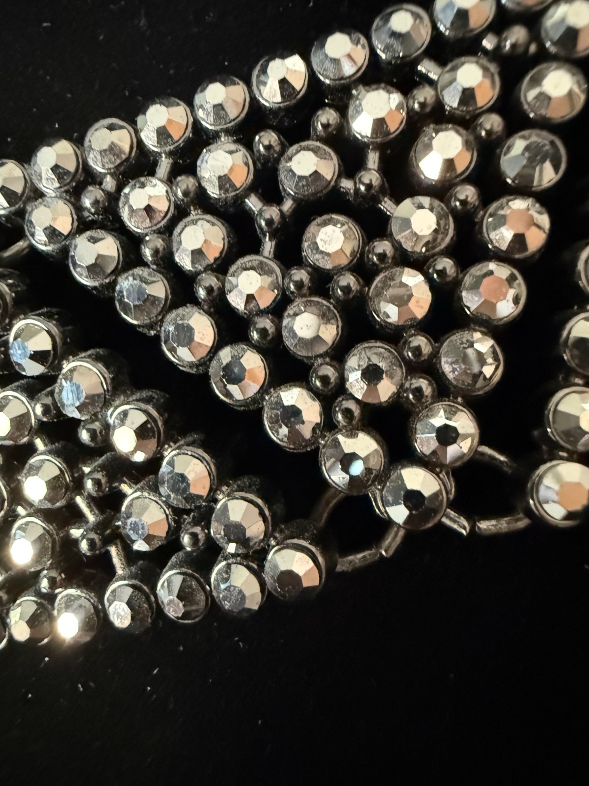 INC Gunmetal Tone Crystal Rhinestone Statement Necklace