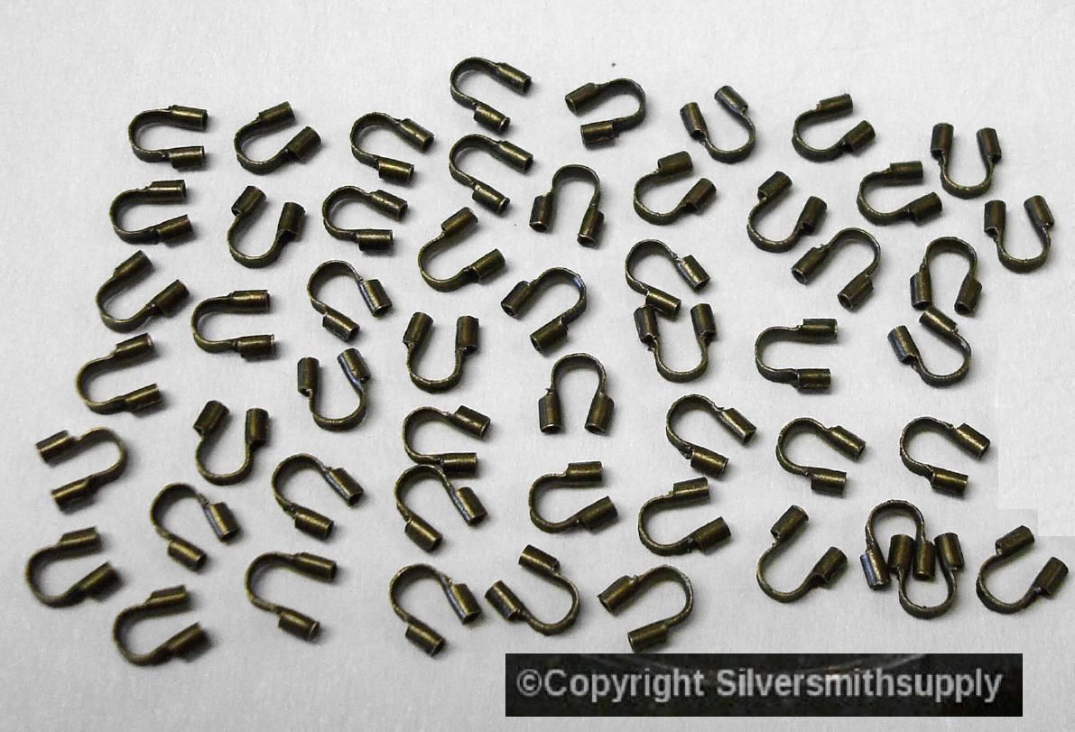 50 Wire protectors BRONZE plated crimping tiger tail wire guards 5x4mm FPC094A