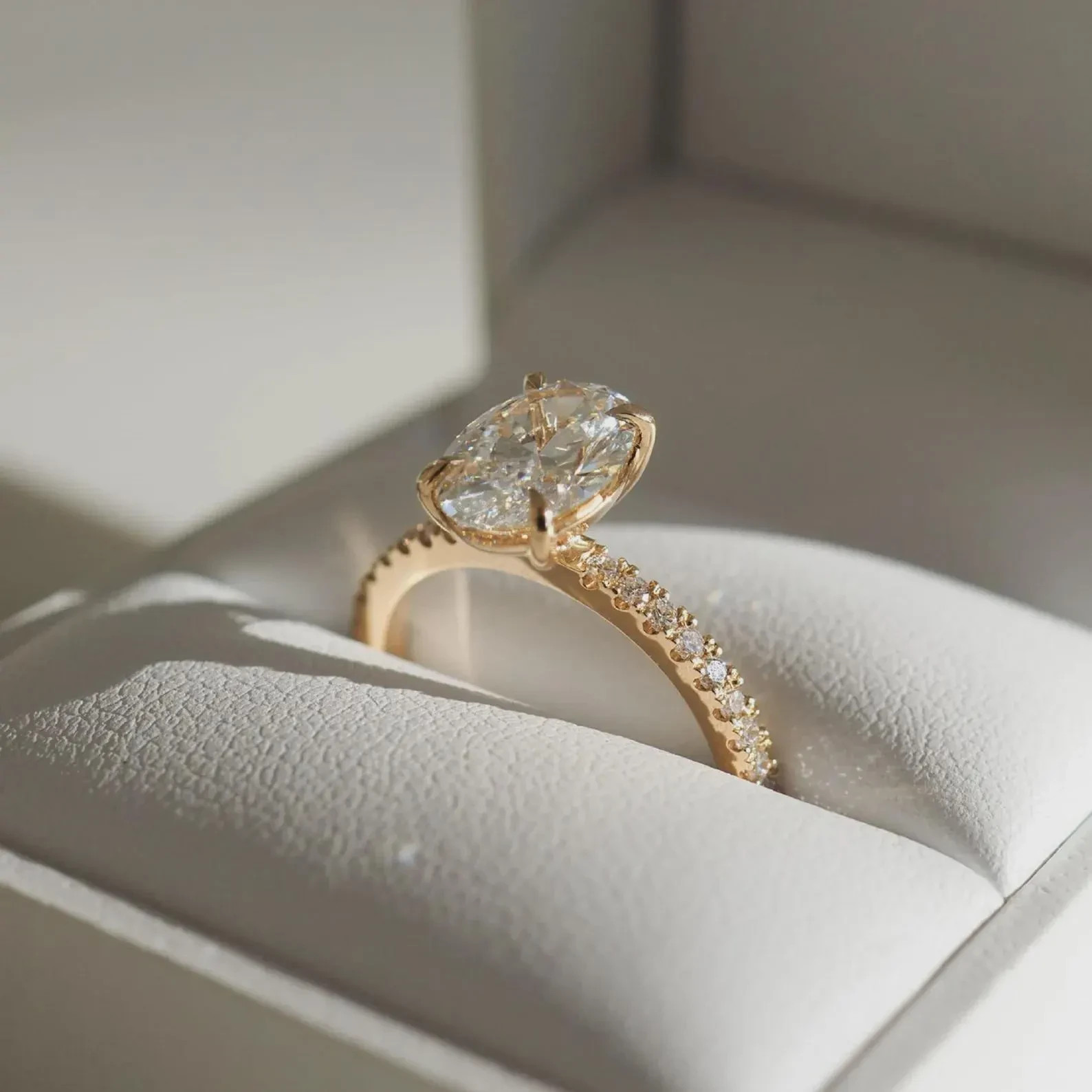 2.25CT Elongated Oval Cut Moissanite Engagement Ring, Half Eternity Band Gift