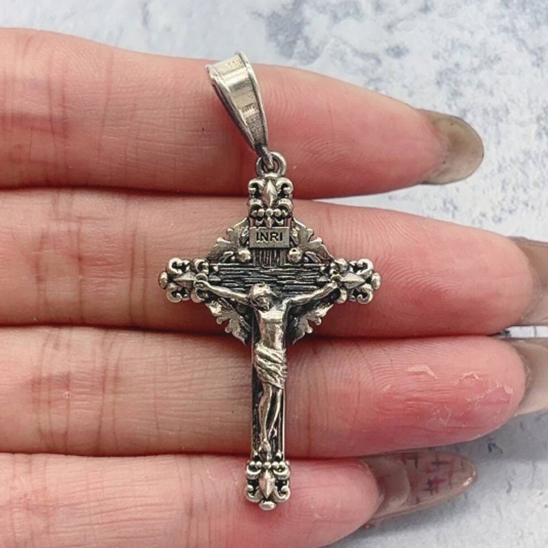 8g Catholic Crucifixion Cross With Jesus Christ Pendant 925 SOLID STERLING SILVE