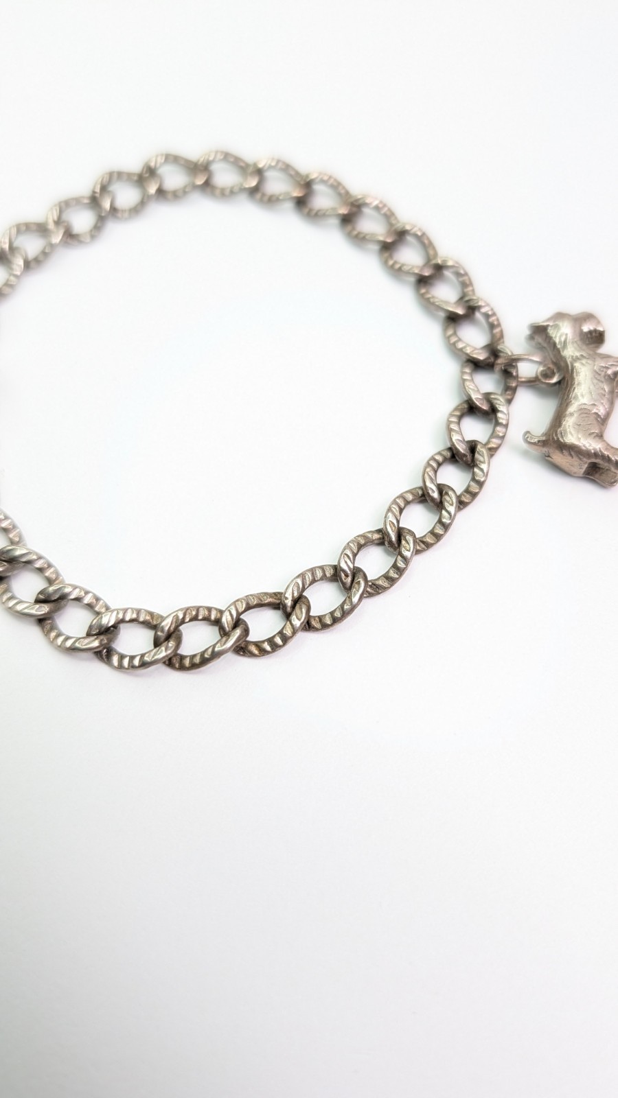 Automade Sterling Silver Charm Bracelet Push Lock Clasp 7-3/4 Inch Scottie Dog