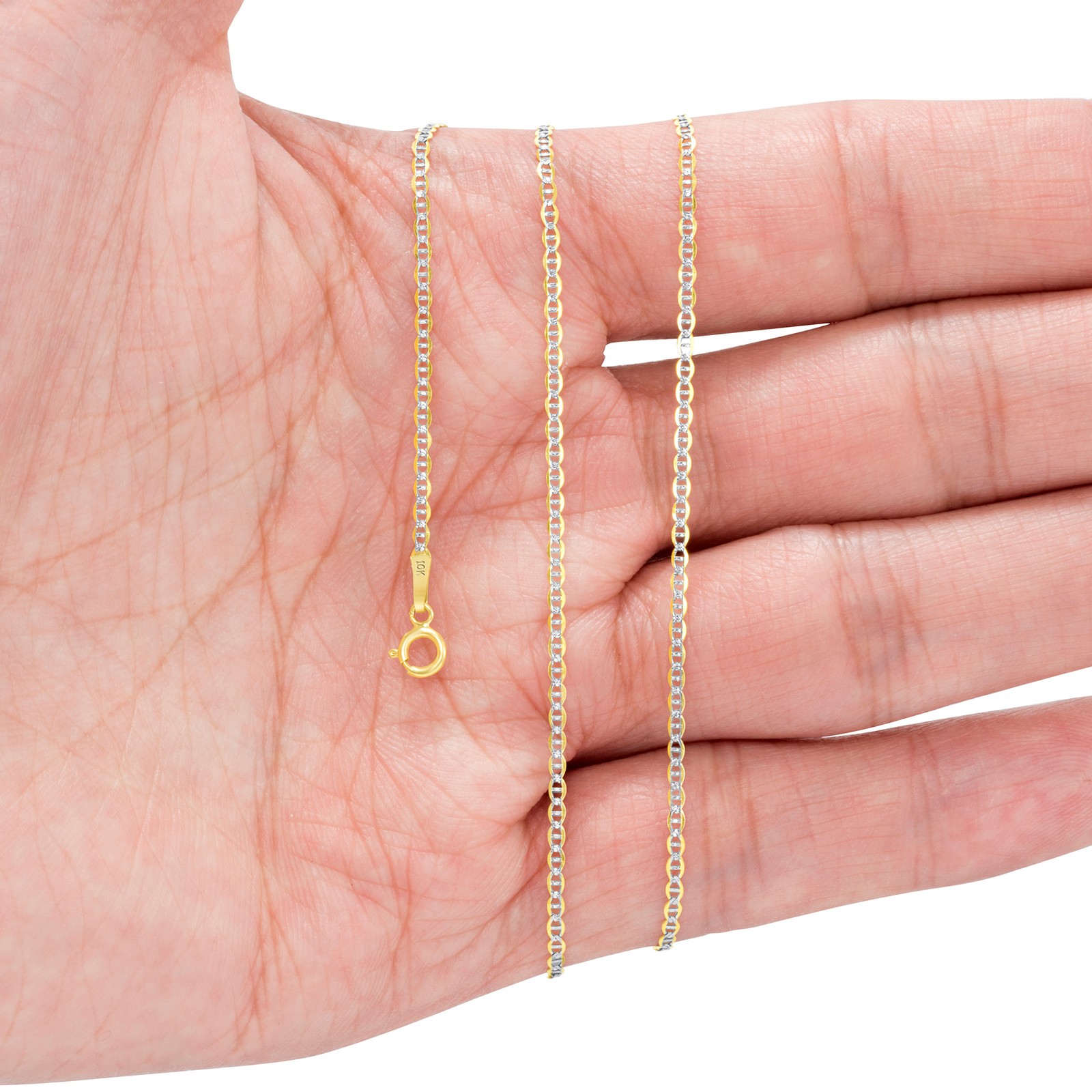 10K Yellow Gold 1.5mm-5mm Pave Dia/Cut Mariner Chain Necklace Bracelet 7″-30″