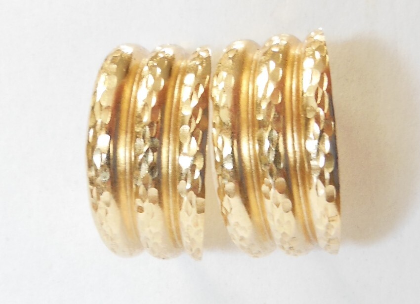 Solid 14K Yellow Gold Laser Cut Post Half Wide Hoop Earrings 24x12mm
