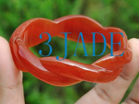 61mm Hand Carved Carnelian / Red Agate Twist Bangle Bracelet
