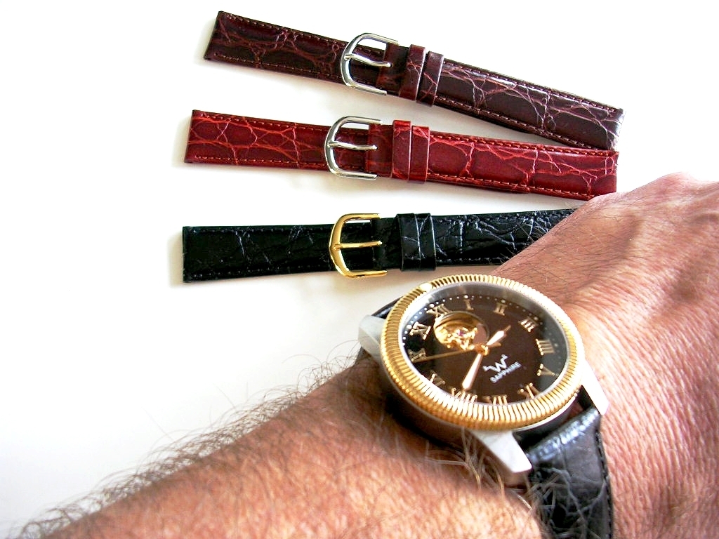 16 17 18 19 Alligator calf XL Extra Long Black Brown watch band strap IW SUISSE