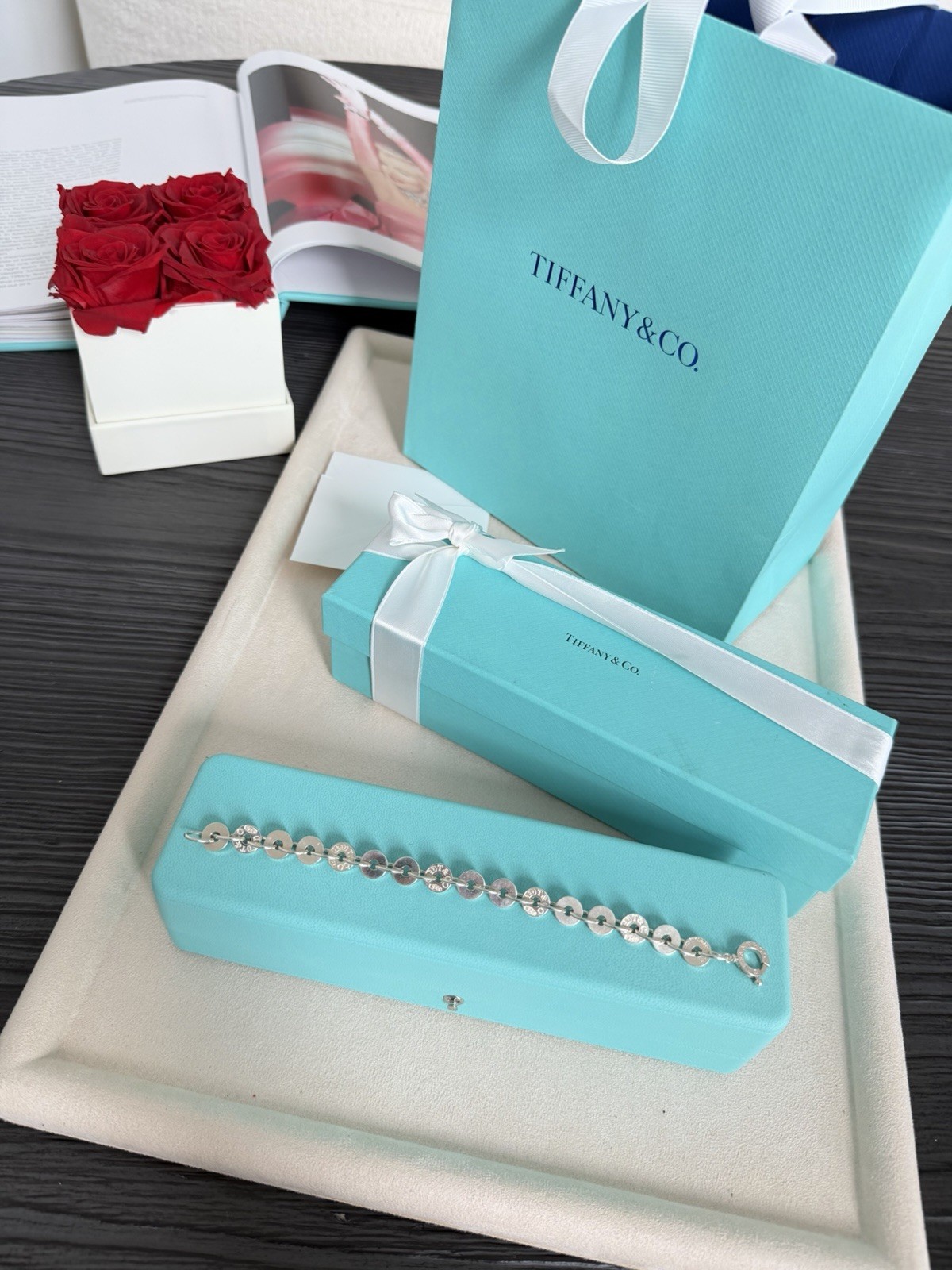 Tiffany & Co. 1837 Sterling Silver Circle Link Bracelet Medium 7.25”