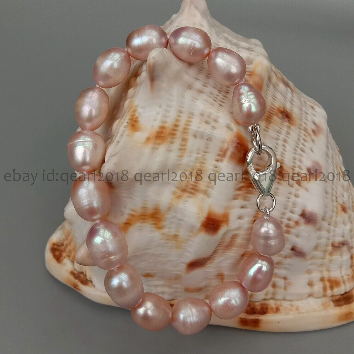 Natural White Black Gray Pink Purple Rice Cultured Pearl Beads Bracelet 7-8.5”