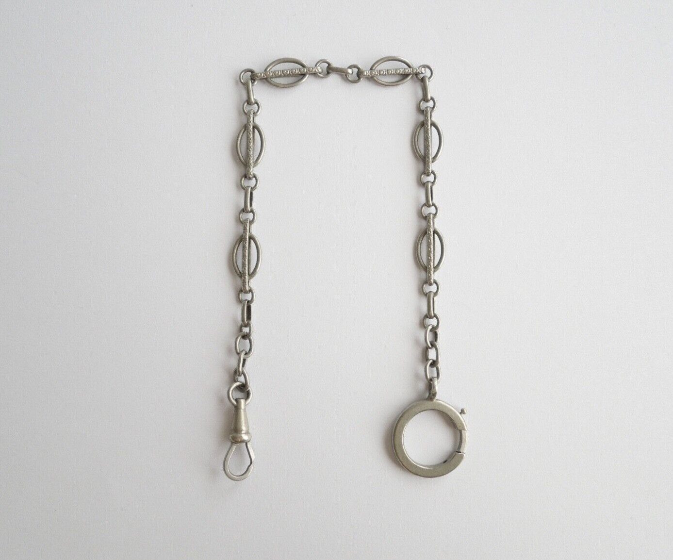 Vintage Watch Chain Silver Tone Metal 10.8 G / 25.5 Cm / Max. Width 0.8 Cm