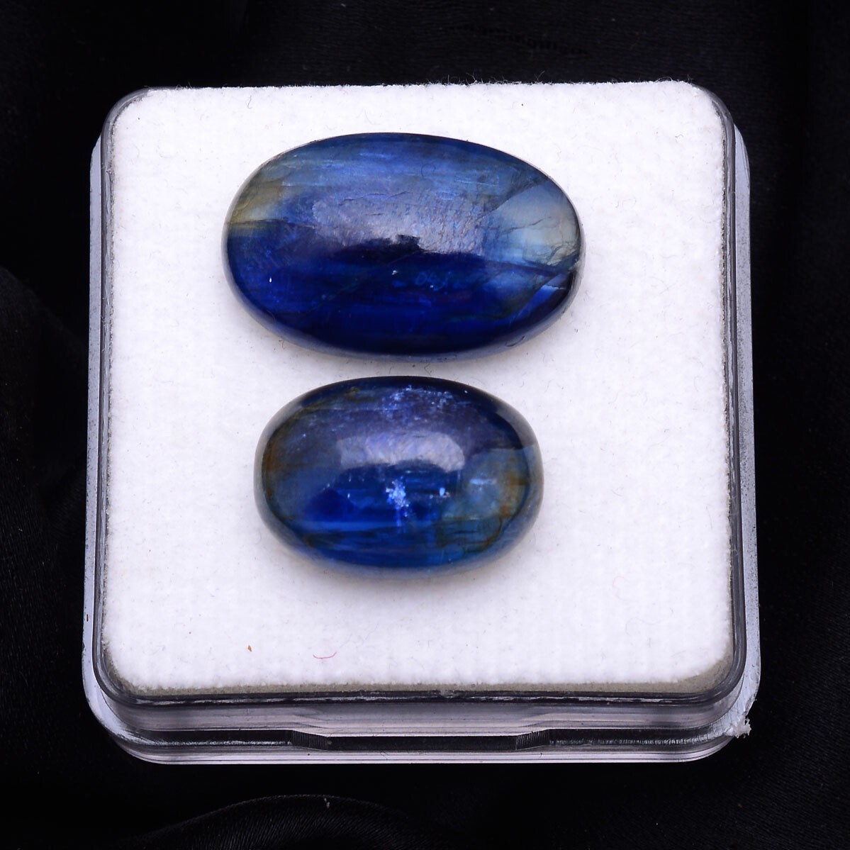 2 Pcs Natural Blue Kyanite Top Grade 15-19mm Oval Cabochon Untreated Gemstones