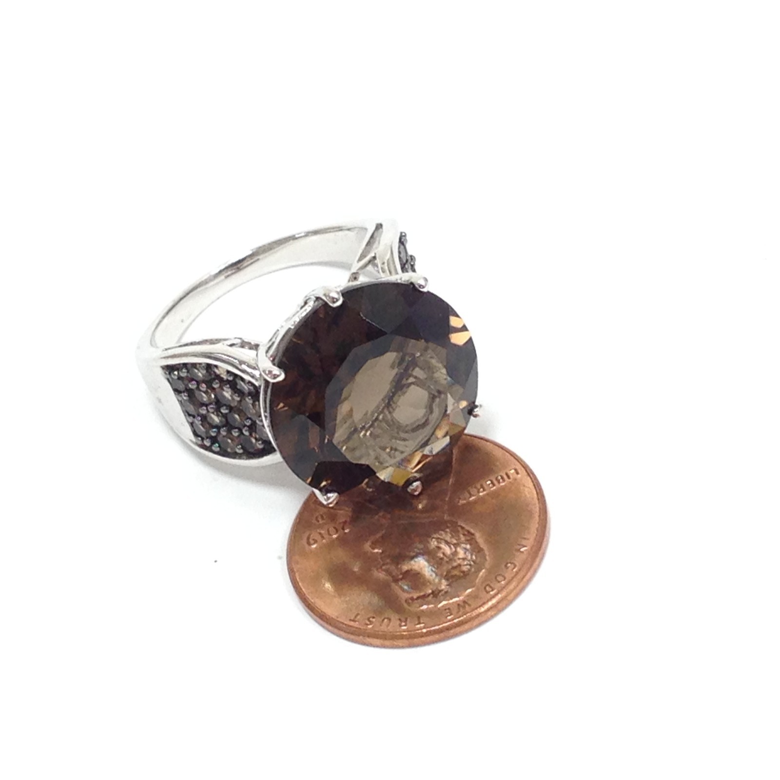 BBJ Bangkok Ratnaraj Sterling Silver Smoky Quartz Gemstone Statement Ring Sz 8