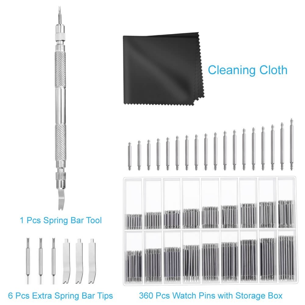 Anezus Watch Link Remover Kit with Spring Bar Tool Watch Band Tool and 360 Pcs W