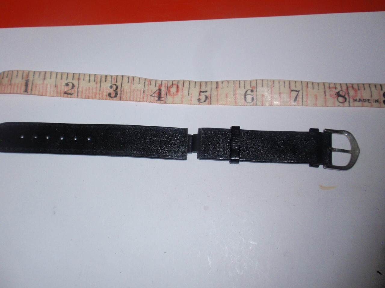 10mm Hook End ~8″Long Black Leather Watch Band Width 18mm GoldTone Clasp #HB 203