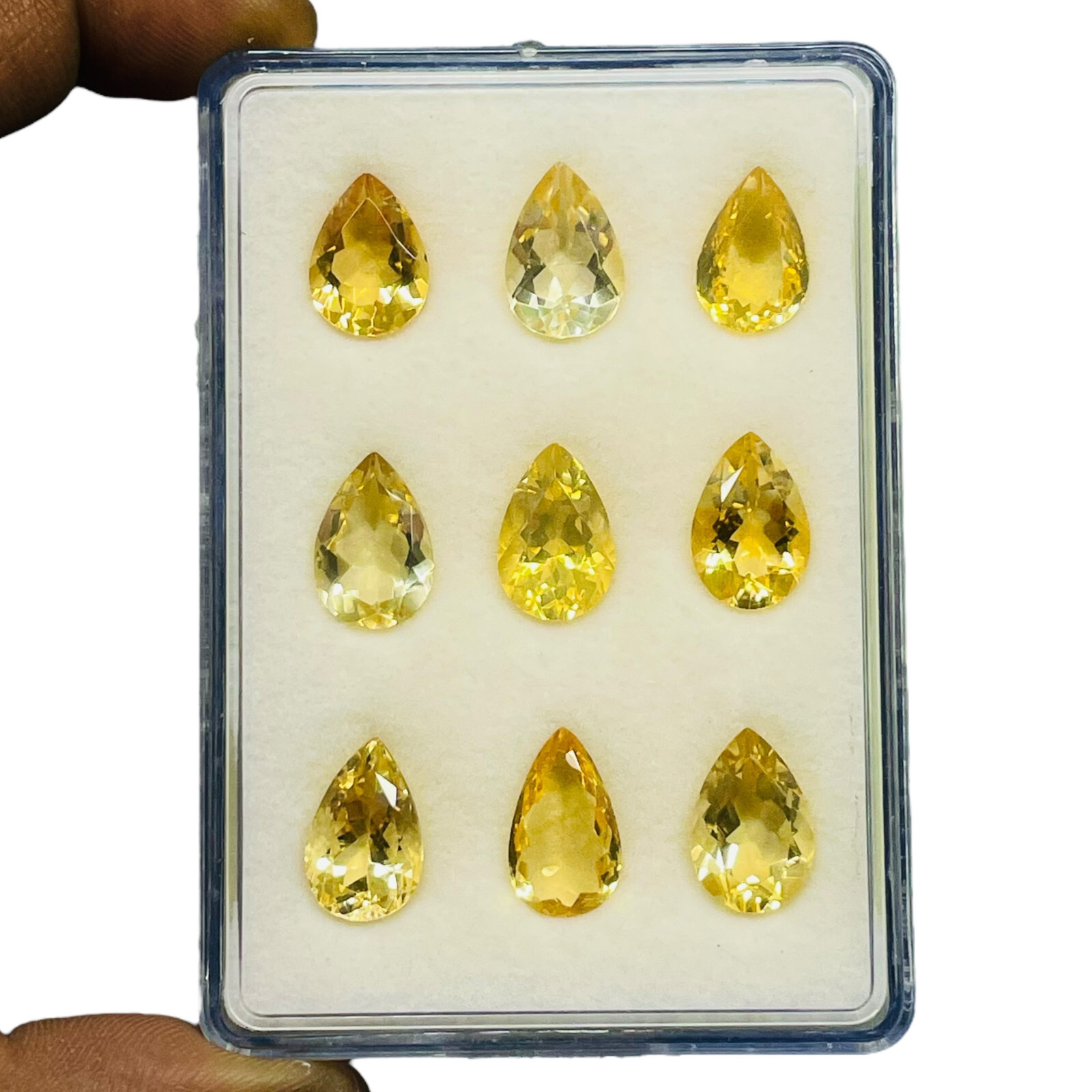 VVS 9 Pcs Natural Citrine 14-15.5mm Pear Cut Loose Untreated Gemstones Lot
