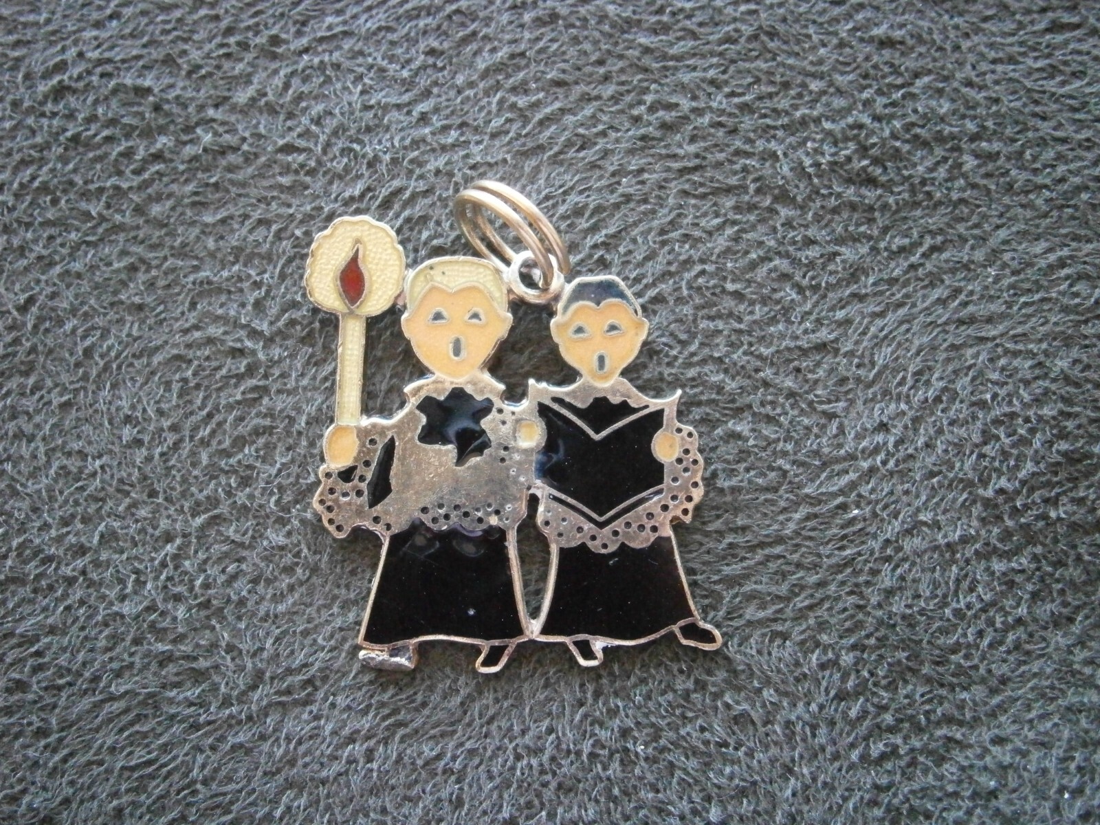 2 Choirboys Vintage Vermeil Sterling Silver & Enamel Bracelet Charm Pendant 3.0g