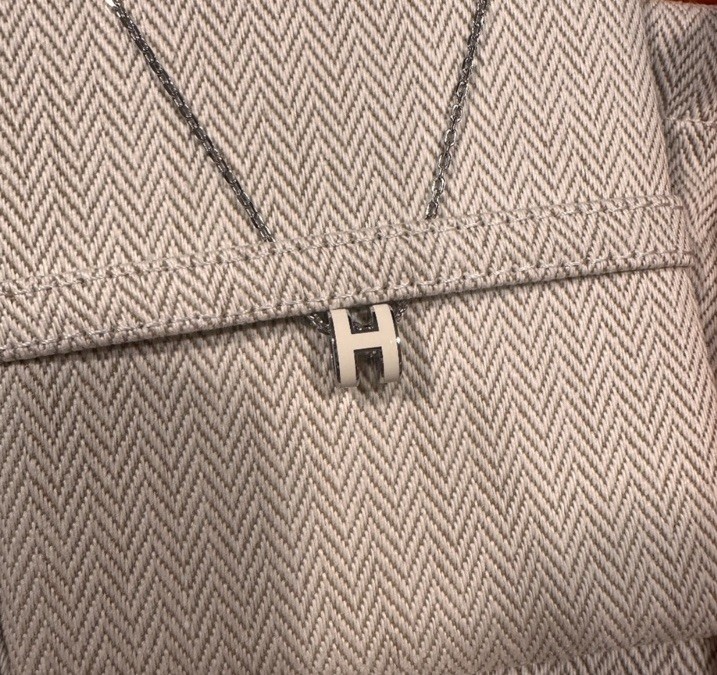 HERMES Mini Pop H Pendant Necklace Blanc White PHW