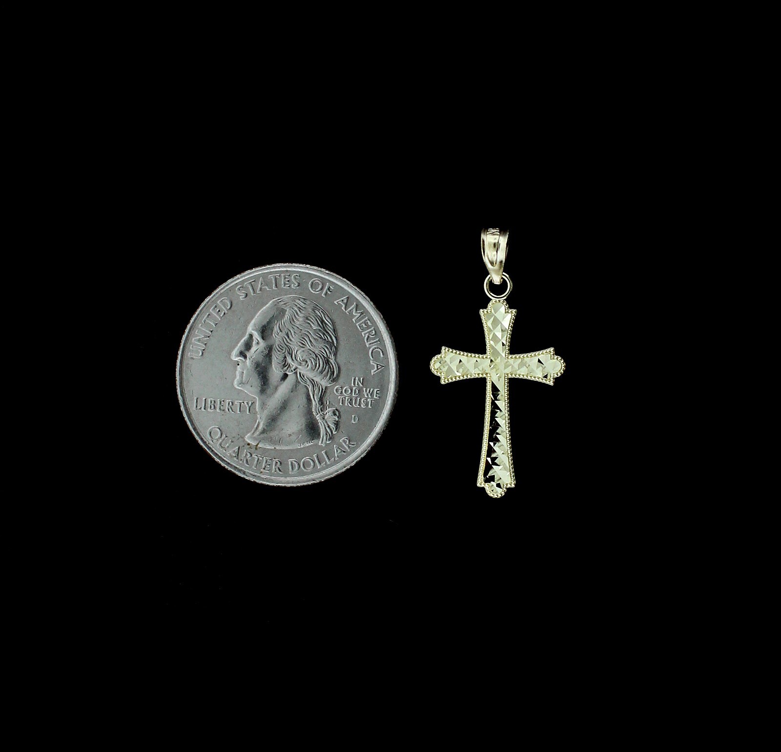 Mens Real 10K Yellow Gold Small Diamond Cut Cross Charm Pendant, 10KT Gold