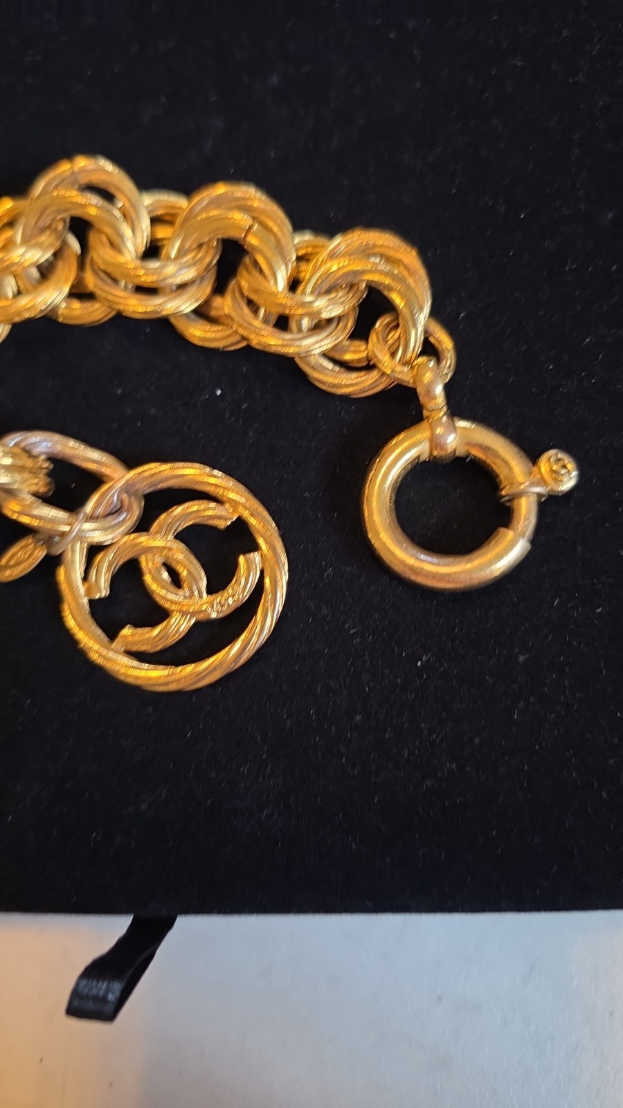 VTG CHANEL double twisted link logo bracelet LAGERFELD SPRING 93 AUTHENTICATED