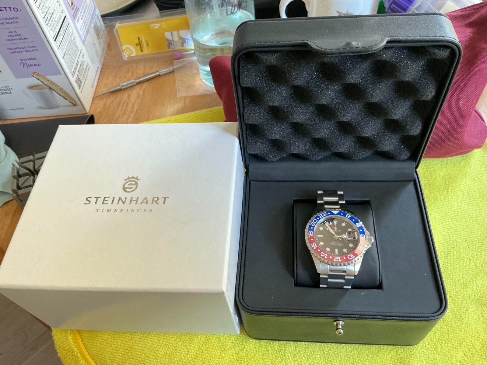 Steinhart Ocean One GMT Blue/Red Swiss 42mm Ceramic Bezel Diver Watch 103-1099