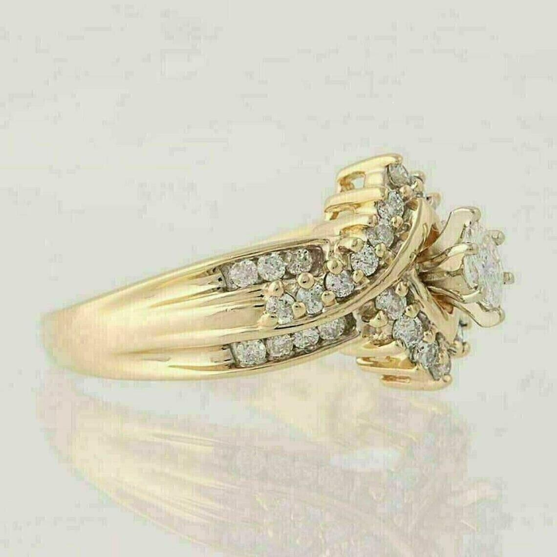 2Ct Marquise Cut Simulated Diamond Engagement Ring 14K Yellow Gold Plated Silver