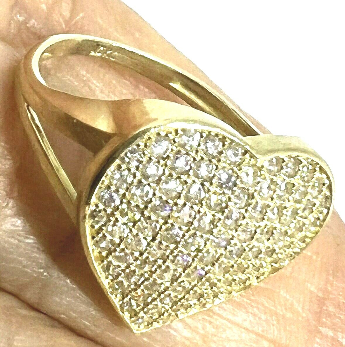 GoLD heart love ring 10k solid cz fine jewel gift 7.5 5 5.5 6 6.5 7 8 8.5 9 9.5