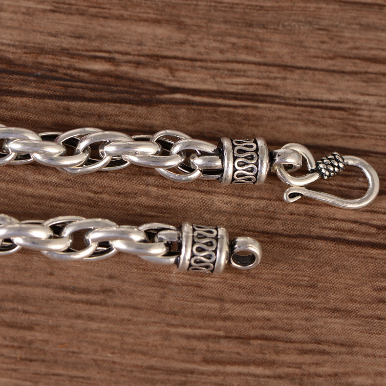 Real 925 Sterling Silver 8MM Loose Oval Link Chain Men’s Bracelet 8.26inch