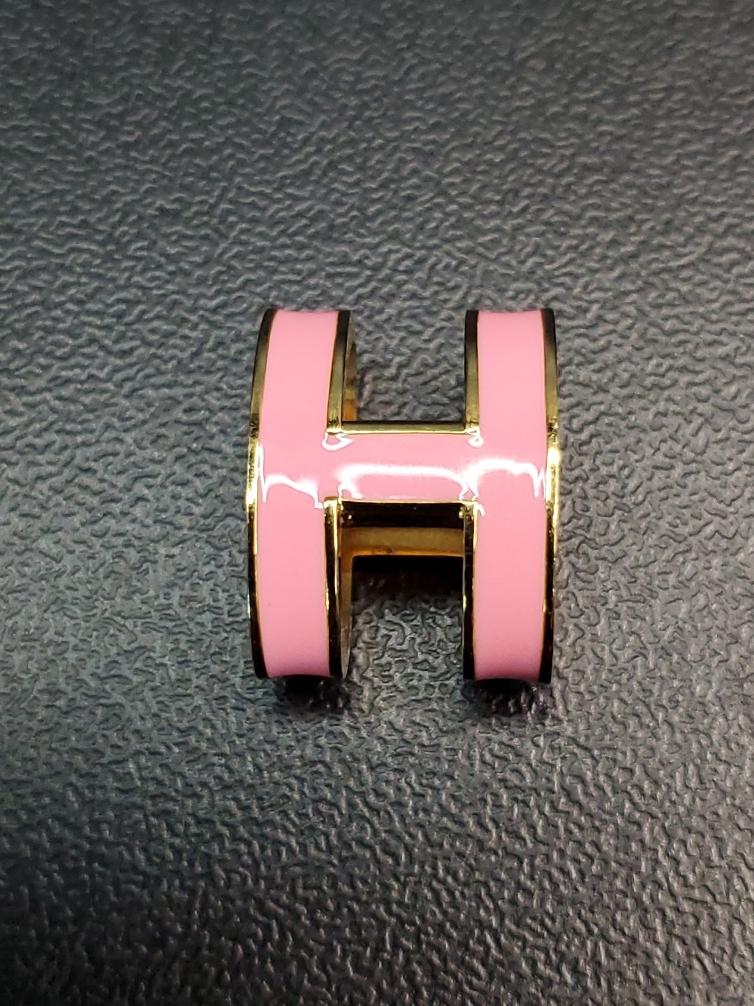 HERMES Enameled Pop H Mini Pendant Accessories Jewelry Pink Gold Color