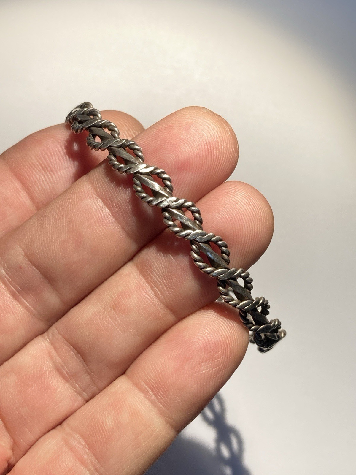 Bangle Bracelet Sterling 925 Silver Braided Rope 16 Grams 2 1/8 In Diameter m002