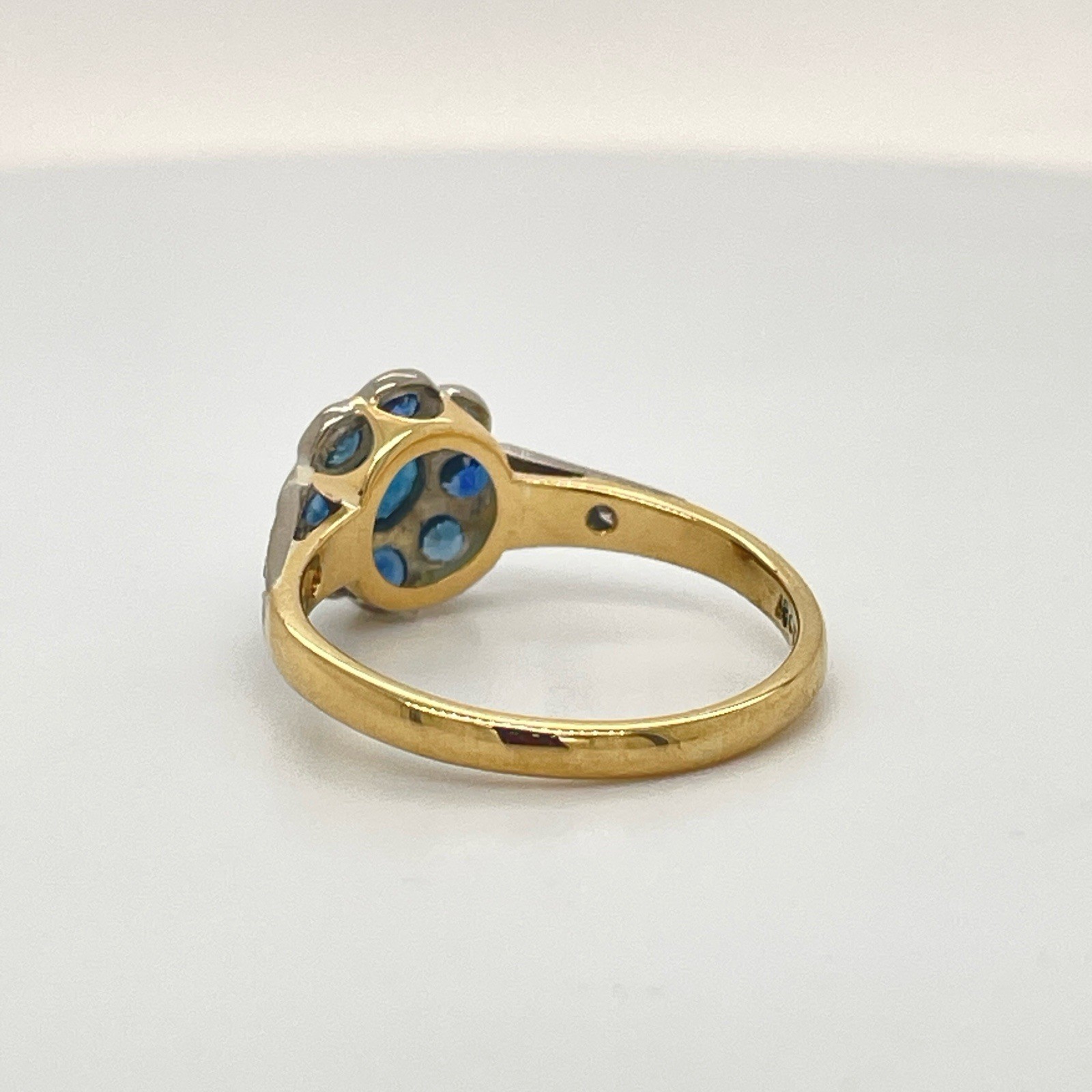 Vintage 18k Yellow & White Gold Sapphire Floral Diamond Ring Size 4 3/4 – 2.4 Gr