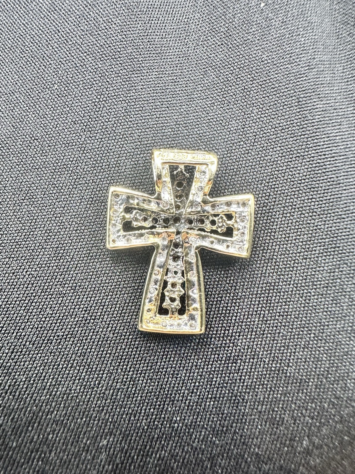 .72ctw Natural Chocolate & White Diamond Cross Pendant 14k Yellow Gold 3.2 Grams