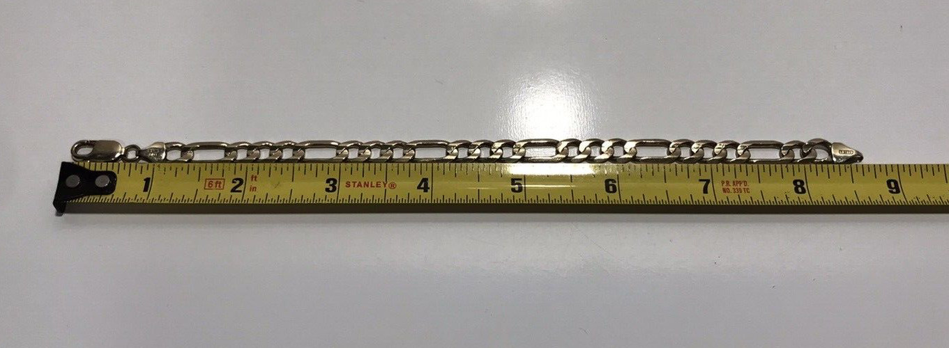 Vintage Solid 10k Yellow Gold Figaro Bracelet 8.75″~7.60MM Signed “PGDA”