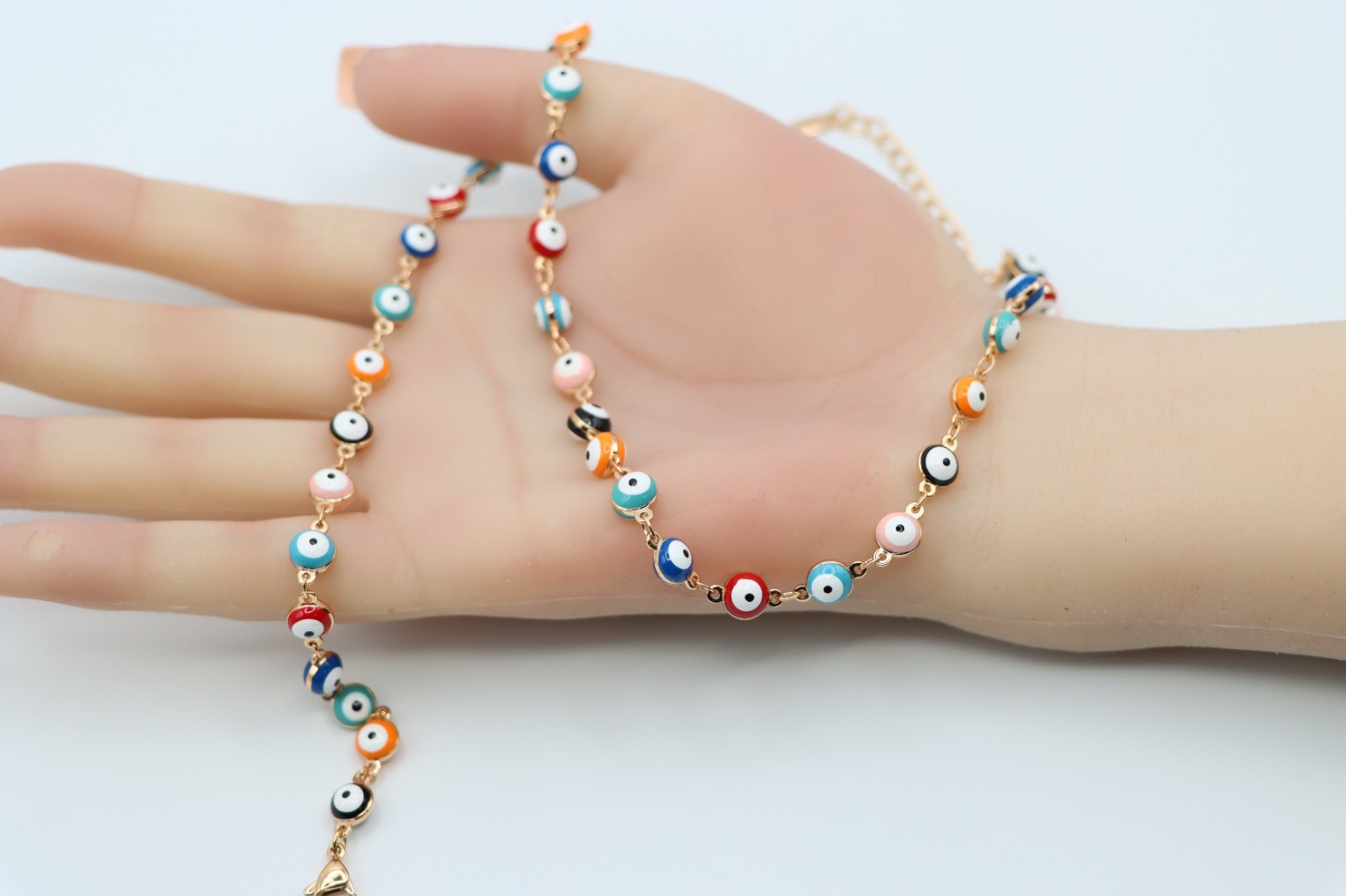 Rose Gold Necklace Design, XPNL0125 Colorful Evil Eye