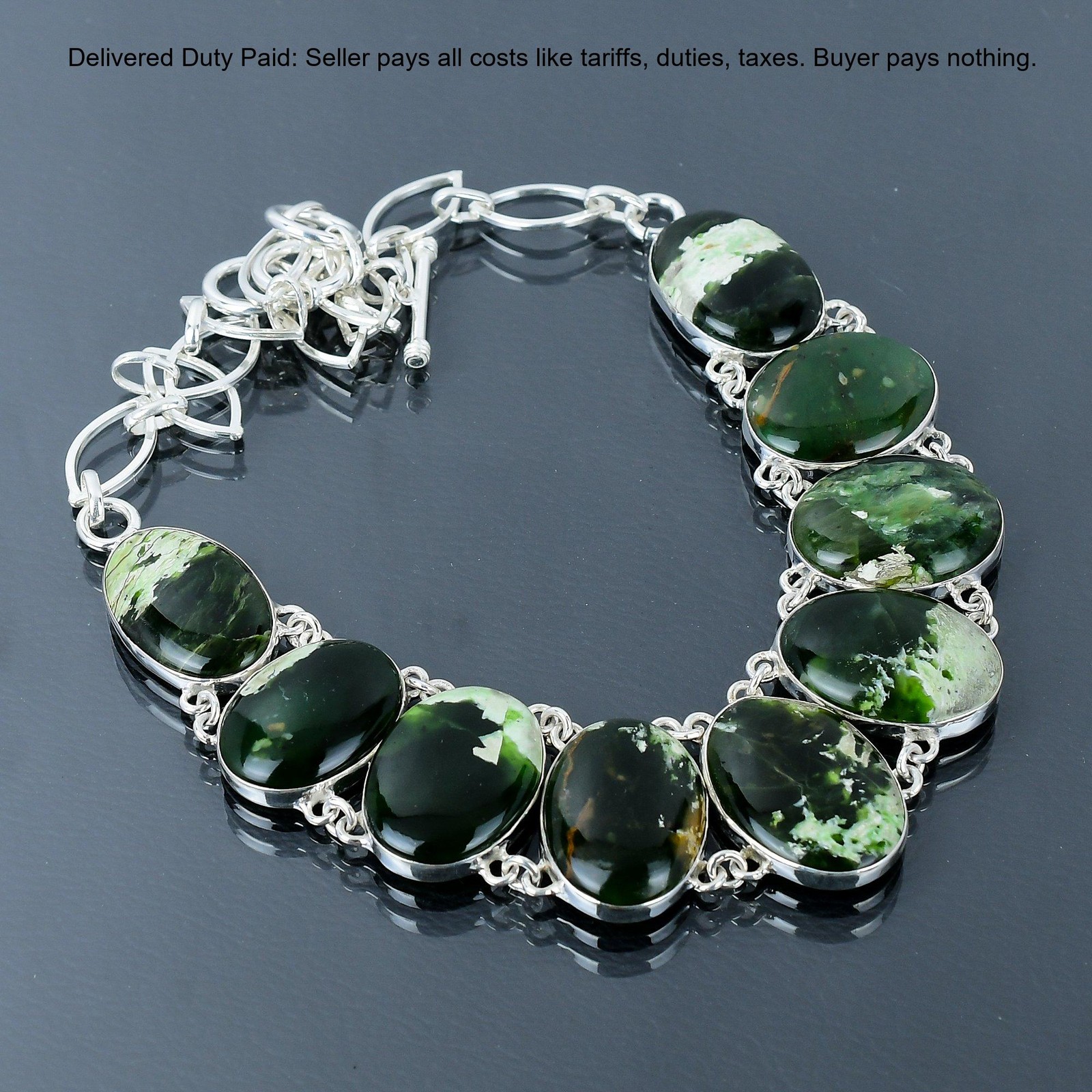 Australian Chrome Chalcedony Stone Sterling Silver Chain Engagement New Necklace