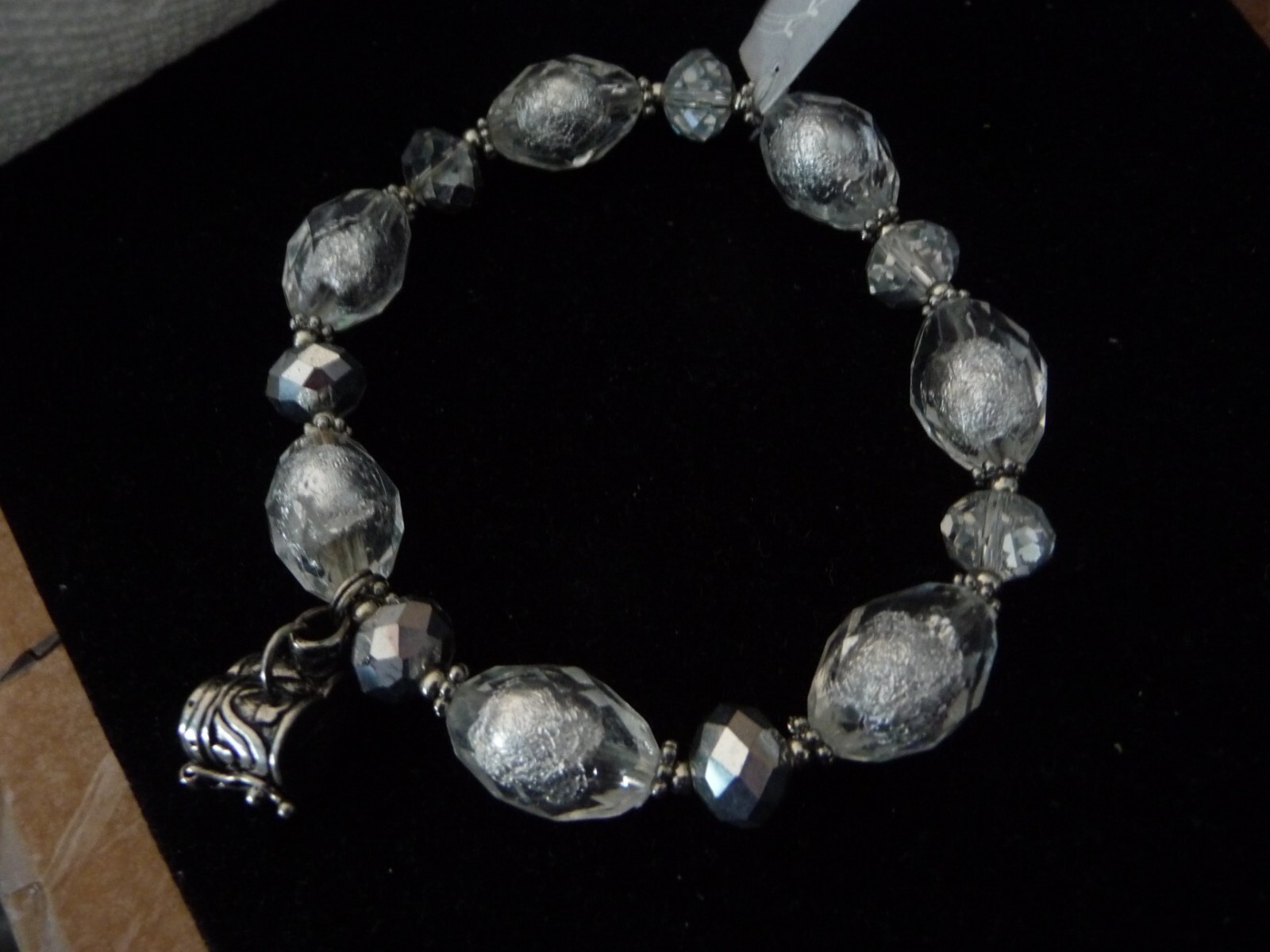 ALEXA`S ANGELS CLEAR W SILVER TONE & CLEAR CRYSTAL BEAD PRAYER BOX CHARM #7/11A