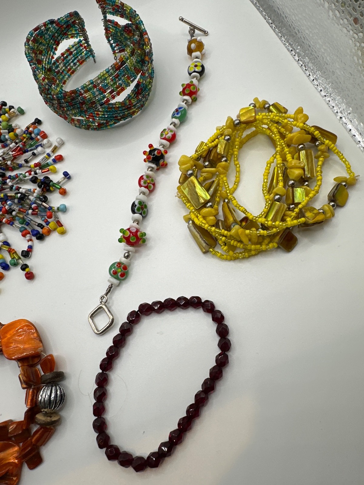 Colorful Beaded Bracelet Lot Mixed Boho Stretch Cuff Glass Bead Set