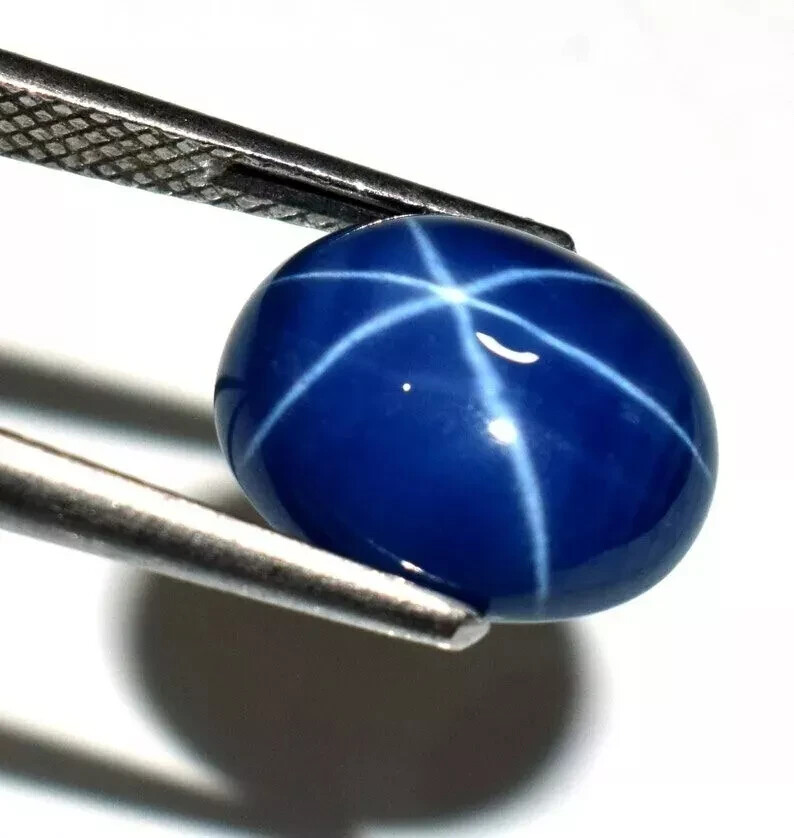 Natural Blue Star Sapphire 10.00 Ct Certified Oval Cabochon Loose Gemstone A+