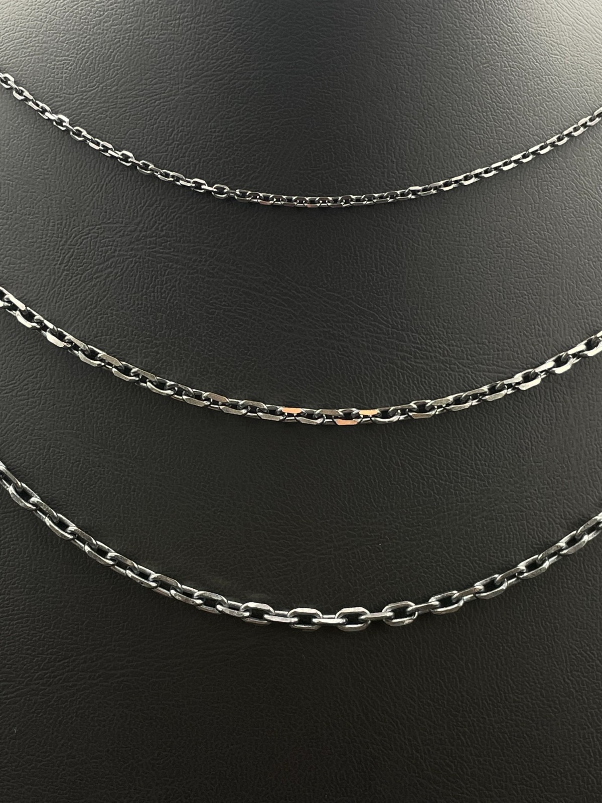 925 Sterling Silver Oxidized Anchor Cable Link Chain Necklace, Black Design Gift