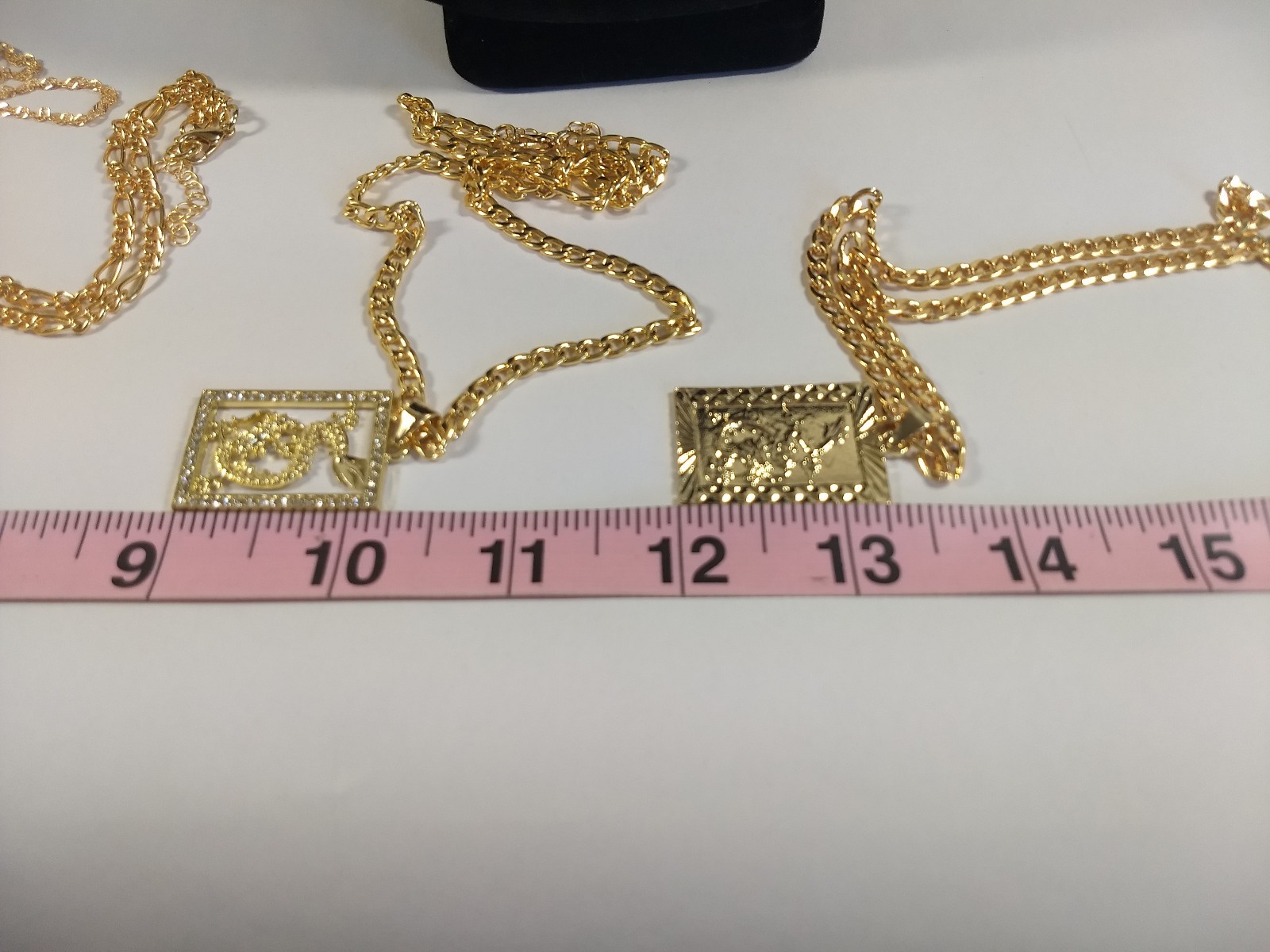 Dragon Pendant Necklace Lot 4 Gold Tone Pendants Chains Modern Rectangle Round