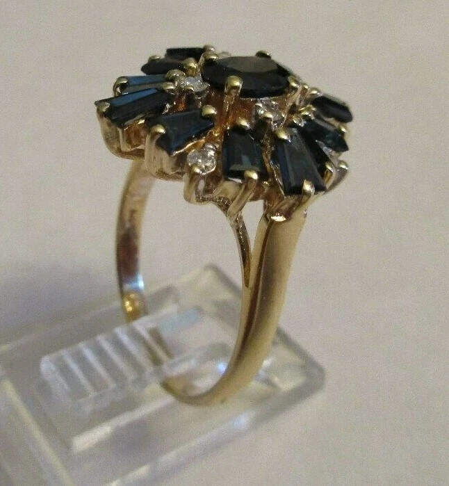 2.70 Carat 14K Gold Diamond & Sapphire Ring Diamond=.20 F-SI1/VS2 5.0 Grams