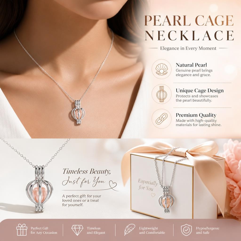 Pearl Clam Necklace With Stainless Steel Chain & Brass Fashion Jewelry For Women