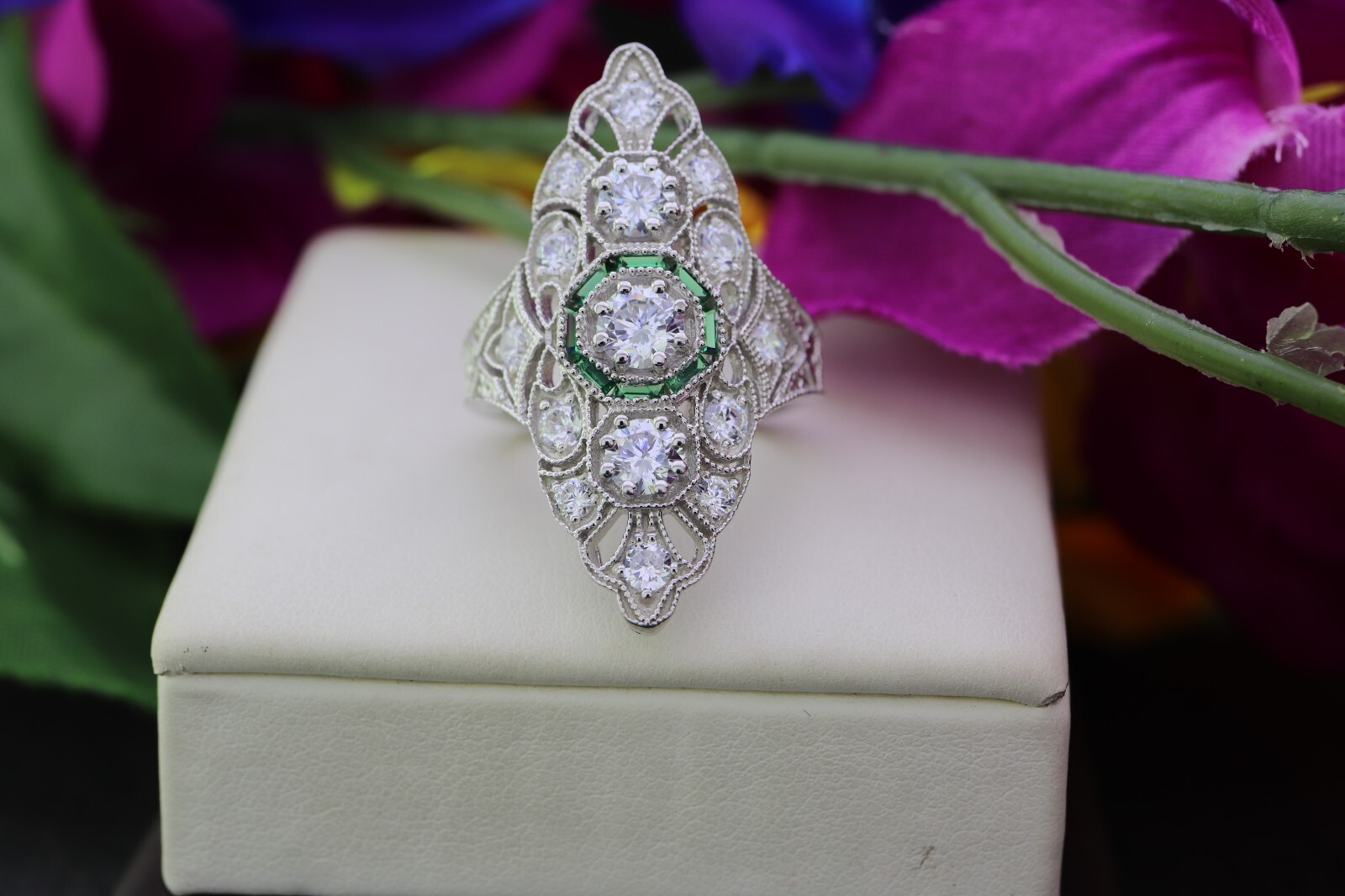 1920s Vintage Art Deco Engagement Wedding Bridal Ring Valentine’s Day Gift S925