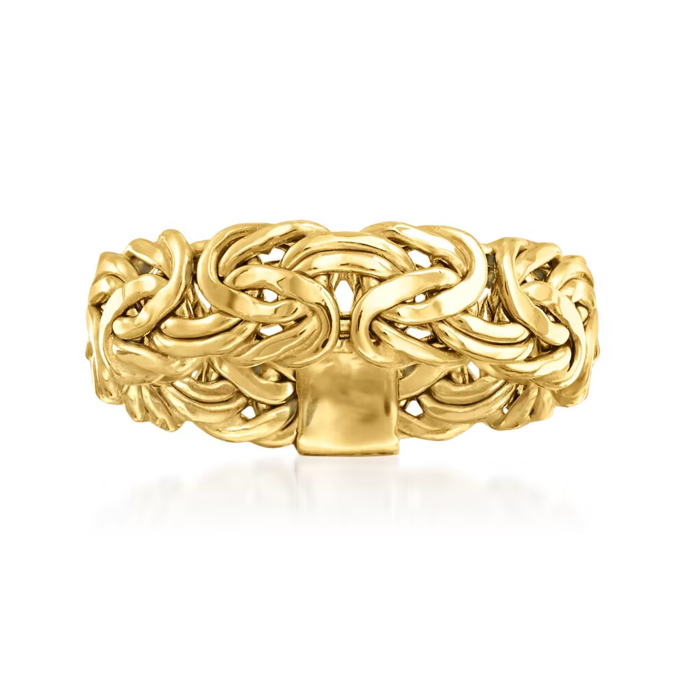 Polished Classic Byzantine Band Ring Real 10K Yellow Gold Sizes 6 7 8 9 10 11 12