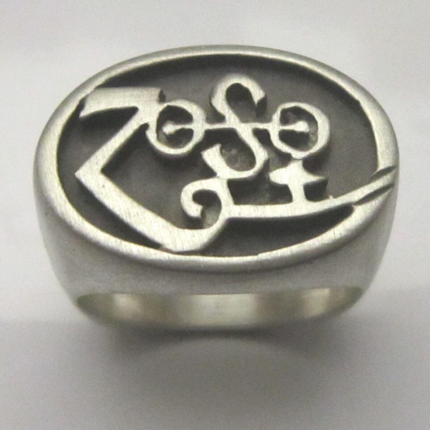 MJG STERLING SILVER OVAL ZOSO RING. JIMMY PAGE. LED ZEPPELIN. STARTS AT SIZE 10